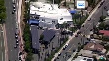 Z powietrza widać policję otaczającą islamskie centrum w San Diego po zgłoszeniach strzałów