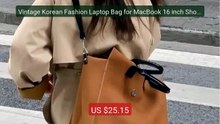 Vintage Korean Fashion Laptop Bag for MacBook 16 inch Shoulder... -- Hot Deal 2026 | Limited Offer!