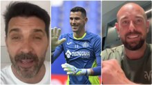 Dos leyendas bajo palos felicitan a David Soria por sus 300 partidos