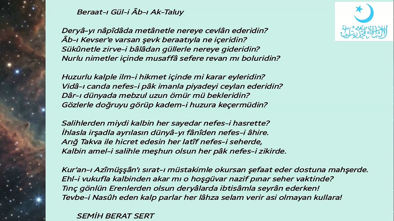 Beraat-ı Gül-i Âb-ı Ak-Taluy Şiiri – Yazar Semih Berat SERT