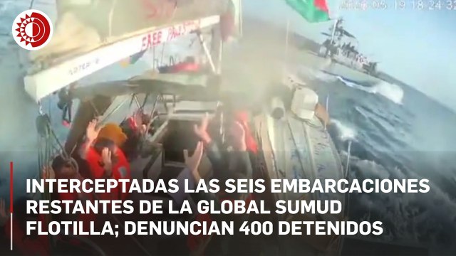 Fuerzas israelíes interceptan 6 barcos más de la Global Sumud Flotilla que se dirigían a Gaza; van más de 400 activistas detenidos