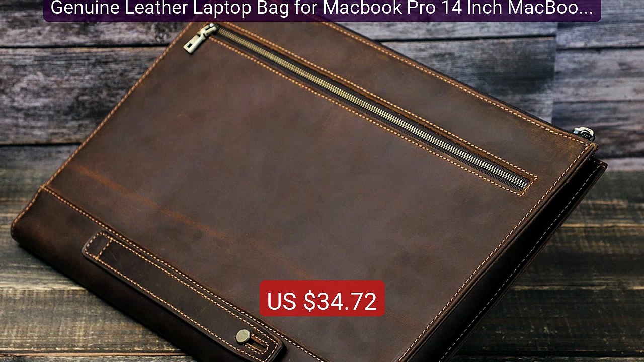 Genuine Leather Laptop Bag for Macbook Pro 14 I...
