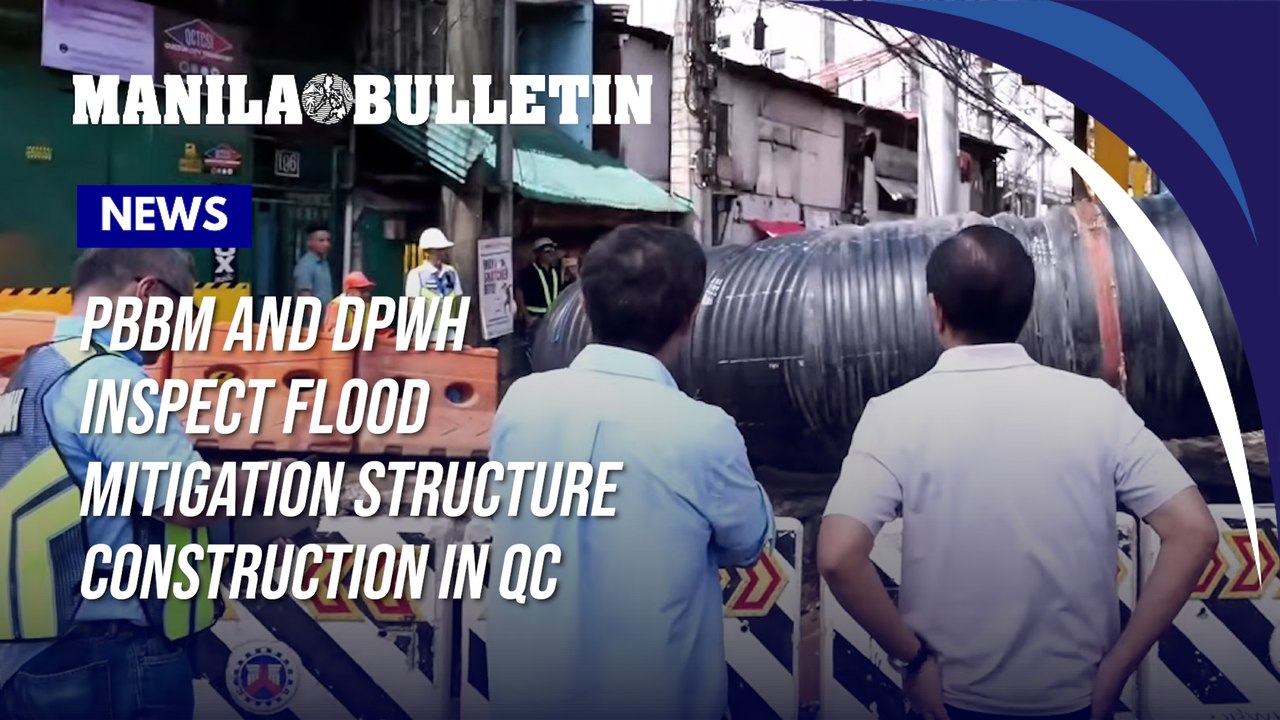 PBBM and DPWH inspect flood mitigation structure construction in QC