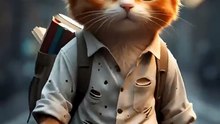Adorable Orange Cat Walking Alone With a Backpack 😿🎒✨  Sad but Cute Story