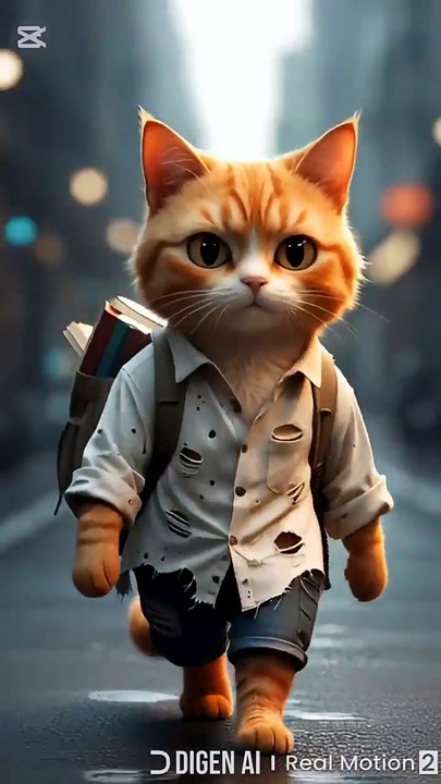 Adorable Orange Cat Walking Alone With a Backpack 😿🎒✨  Sad but Cute Story