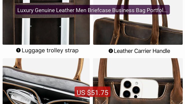 Luxury Genuine Leather Men Briefcase Business Bag Portfolio L... Amazing Value 2026 | Must Have!