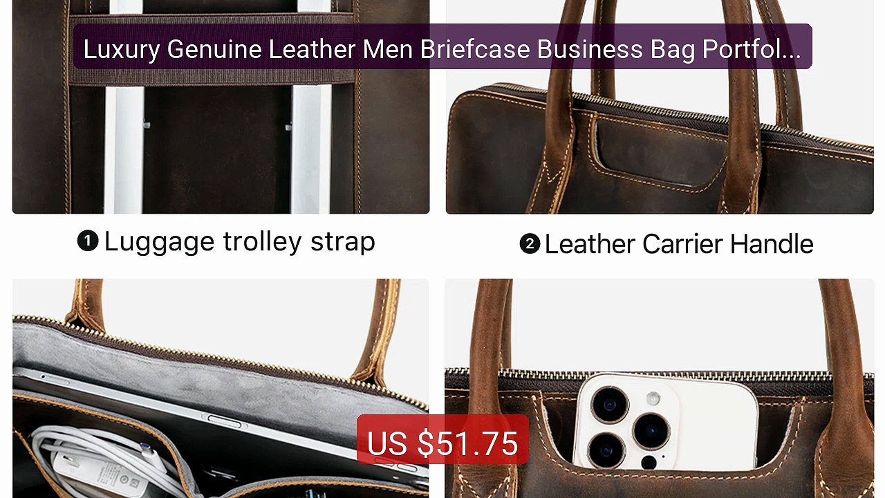 Luxury Genuine Leather Men Briefcase Business Bag Portfolio L... -- Amazing Value 2026 | Must Have!