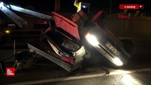 Kahramanmaraş'ta kaza meydana geldi: Otomobil ikiye katlandı