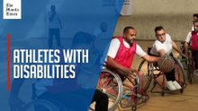 Athletes with disabilities play basketball in central Gaza