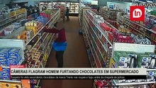 Câmeras flagram homem furtando chocolates em supermercado de Arapongas