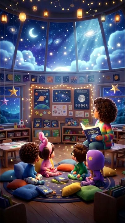 Moon Visits the Classroom 🌙✨ | Magical Space Story for Kids | Educational Cartoon