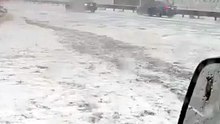 Granizada causa caos vial en la carretera Toluca-Atlacomulco