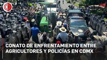 Conato de enfrentamiento entre agricultores y policías en CDMX