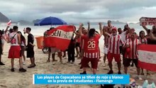Las playas de Copacabana se tiñen de rojo y blanco en la previa de Estudiantes - Flamengo