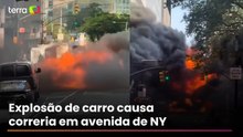 Carro explode próximo ao Touro de Wall Street em Nova York