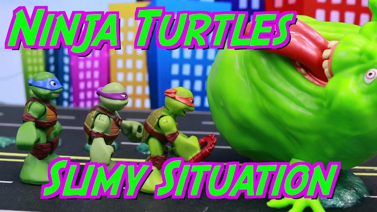 Ninja Turtles Mutagen Man Kidnaps Baby Turtle Mutates Ghostbusters Slimer Fights Squeeze Ems Mikey