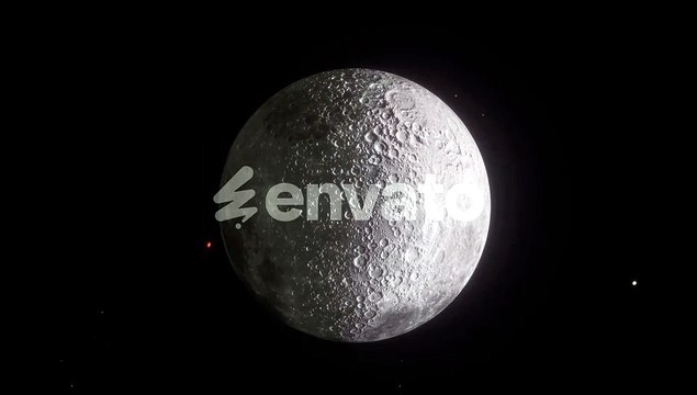Realistic 3D Moon Rotating in Deep Space