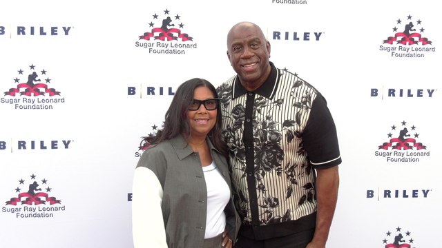 Magic and Cookie Johnson attend the Sugar Ray Leonard Foundation's 15th Annual Big Fighters, Big Cause Charity Boxing Night