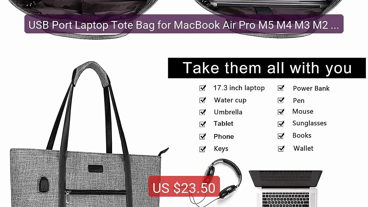 USB Port Laptop Tote Bag for MacBook Air Pro M5 M4 M3 M2 15... -- Top Pick 2026 | Unbeatable Price!