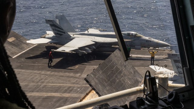 US Navy Fighter Jets Launch from USS Abraham Lincoln in Arabian Sea | Iran Blockade