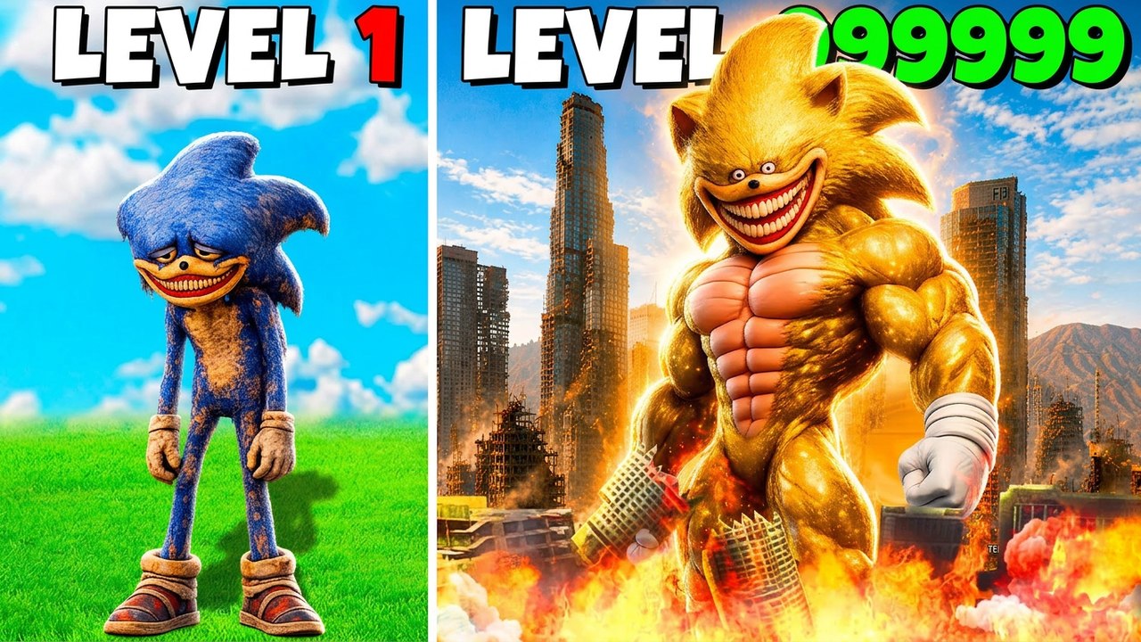 Upgrading Shin Sonic from Level 1 to 1,000,000 in GTA 5! (Sonic Movie Mod)