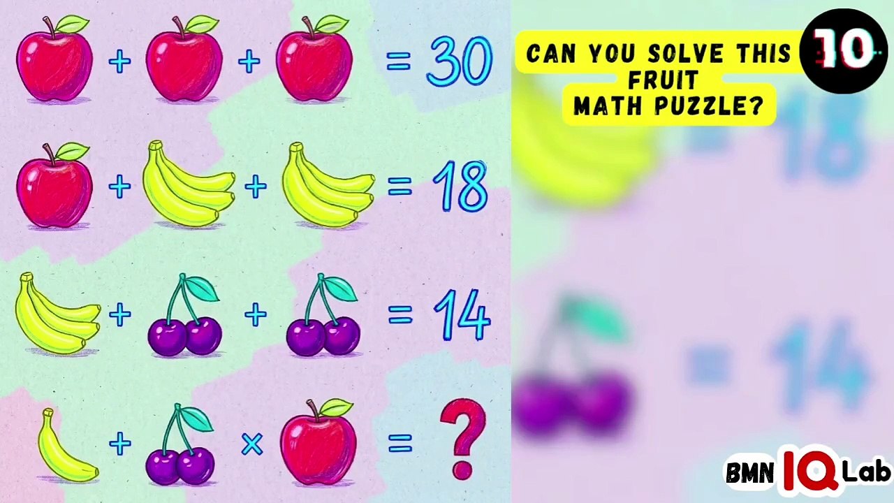 #StaySharp  Can you solve this fruit math puzzle? (Part 1) 🍎🍒