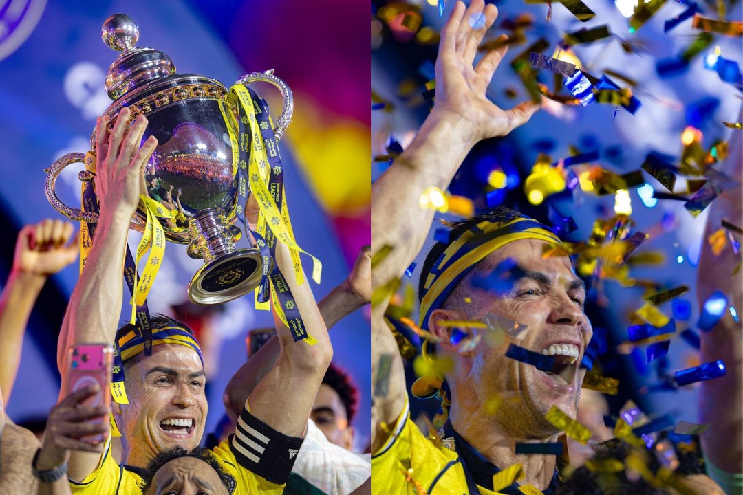 Cristiano Ronaldo lifts Al-Nassr trophy as teammates erupt in emotional celebration
