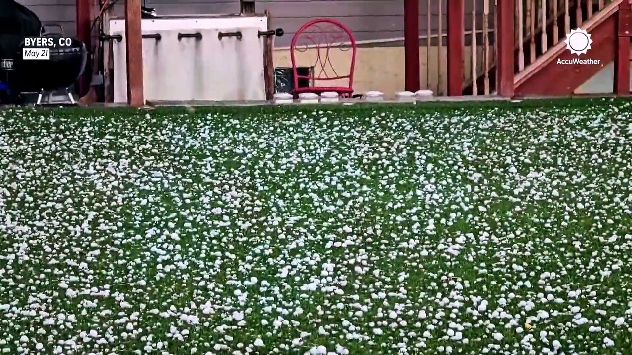 Quarter-sized hail litters the ground in Colorado
