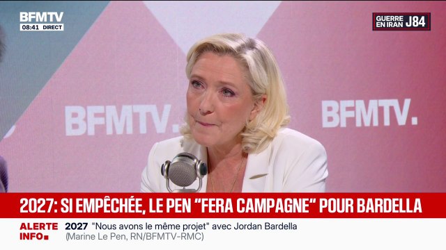 Marine Le Pen assure qu'elle fera la campagne de Jordan Bardella si sa peine d'inéligibilité dans le procès des assistants parlementaires du FN est confirmée