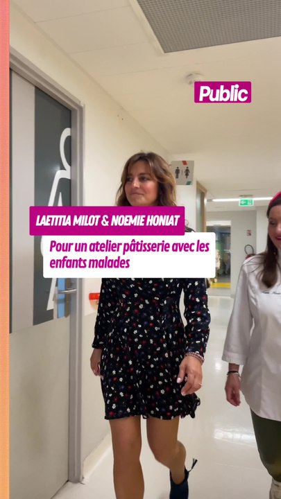 Laetitia Milot et Noemie Honiat à l’hôpital Gustave Roussy pour un atelier pâtisserie avec les enfants malades