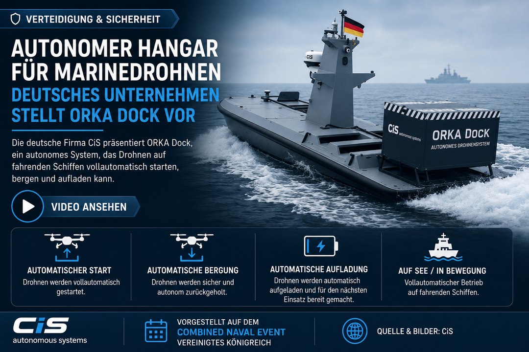 Deutsches Unternehmen stellt autonomen Hangar für Marinedrohnen vor