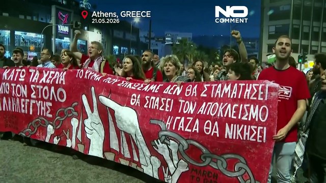 Manifestantes griegos marchan ante la embajada israelí en Atenas