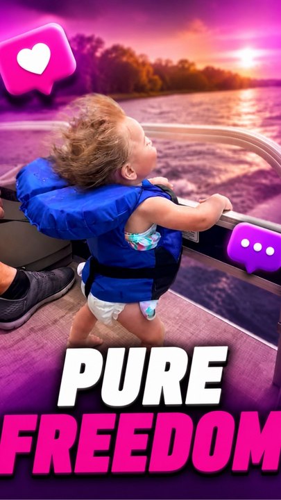 Little One Stands On A Moving Vessel As Wind Blows Her Face