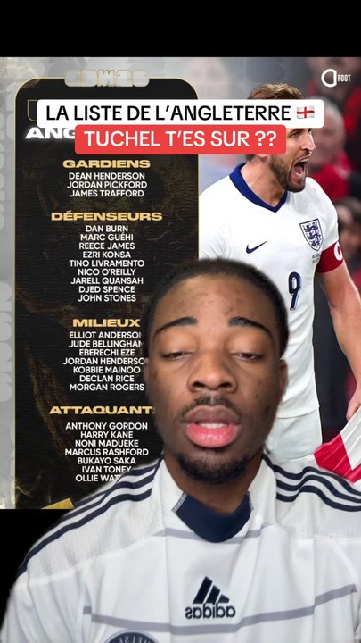 La liste de l’Angleterre est sorti