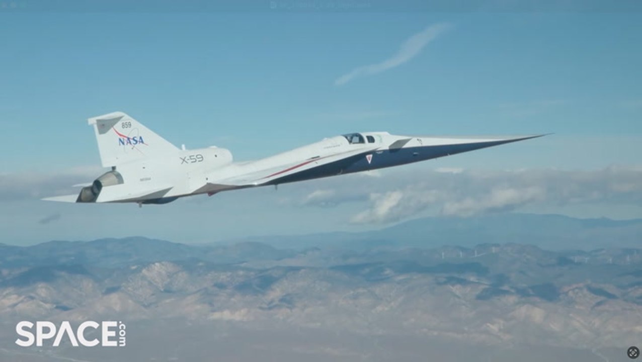Watch NASA’s X-59 quiet supersonic aircraft soar in these amazing flight close-ups