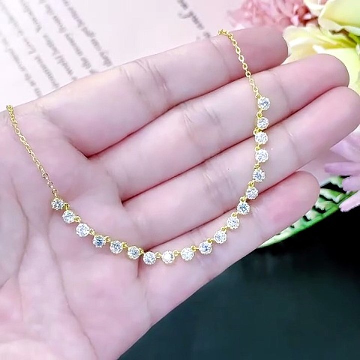 14K Gold Filled Moissanite Bubble Necklace | Elegant Women Jewelry