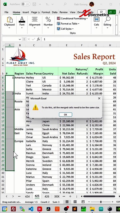 Dynamic Numbering Row Merged Cells in Excel - Excel Tips and Tricks