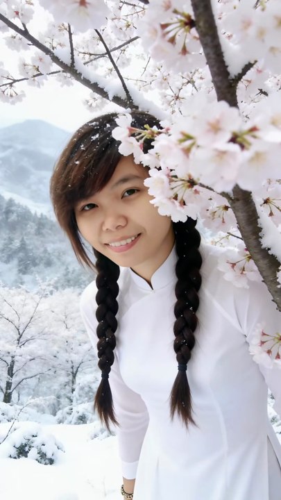Perfect White snow Ao Dai girl
