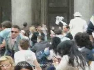 Tom Hanks on the set of "Angels & Demons"