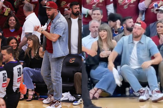 Taylor Swift no puede ocultar cómo mira a Travis Kelce durante el viral momento en Knicks vs Cavaliers