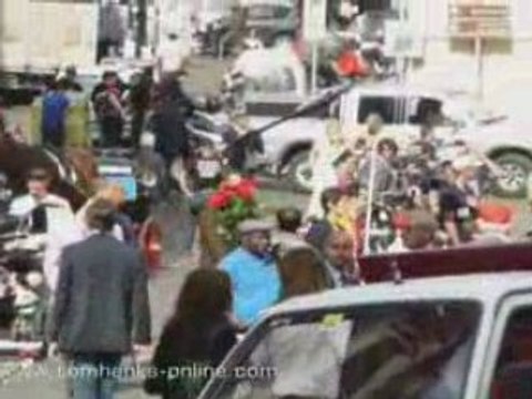 Tom Hanks on the set of Angels & Demons