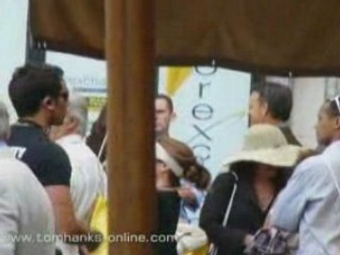 Tom Hanks on the set of Angels & Demons