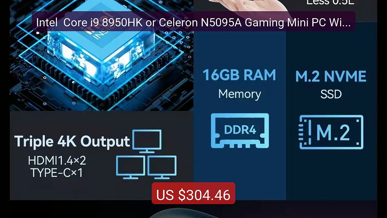 Intel  Core i9 8950HK or Celeron N5095A Gaming Mini PC Wind... -- Top Pick 2026 | Unbeatable Price!