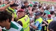 Jogadores do Sporting a subir a escadaria