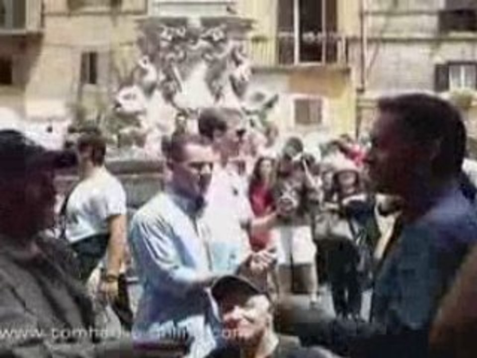 Tom Hanks on the set of "Angels & Demons"