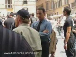 Tom Hanks on the set of "Angels & Demons"