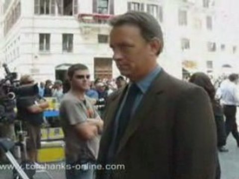 Tom Hanks on the set of Angels & Demons