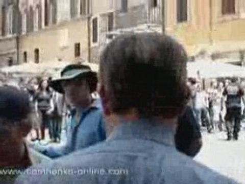 Tom Hanks on the set of Angels & Demons