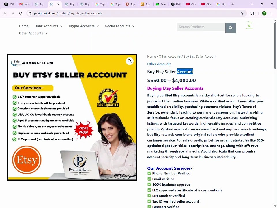 Top-Website-Offering-To Buy Etsy Seller Account In - Pvaitmarket & This 100% Safe