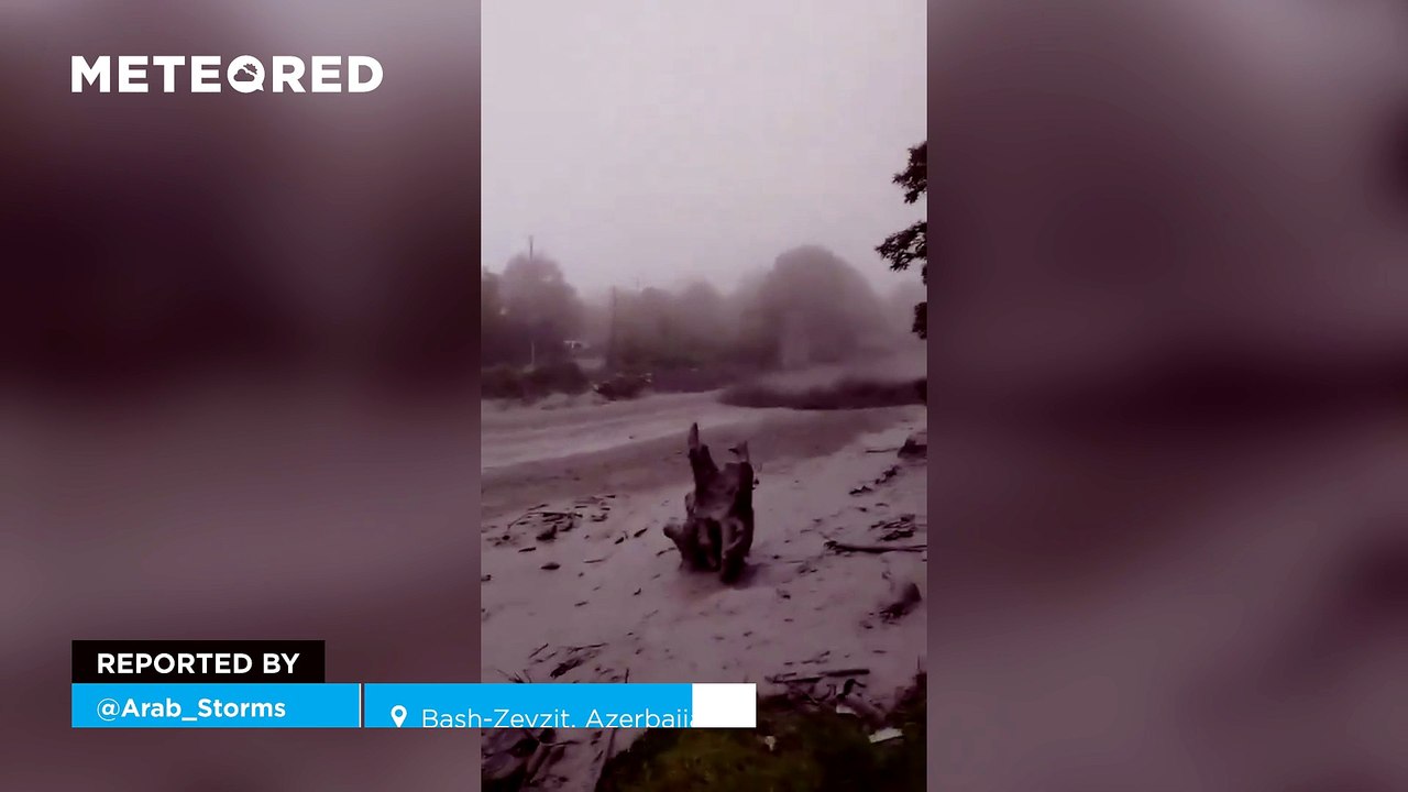 A massive flash flood devastates Bash Zeyzit, Azerbaijan